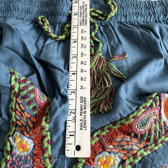 Raga Anthropologie Shorts Embroidered‎ Pull On Blue Boho Size S NEW - Picture 10 of 11